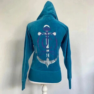 Blue nautical juicy couture velour track jacket.